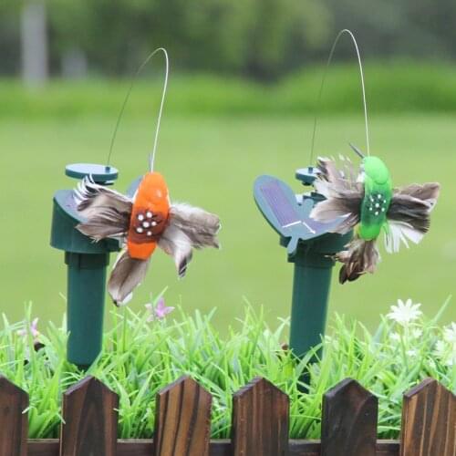 1pcs Creative Solar Auto Flying Hummingbird Artificial Feather Color Simulated Birds Indoor Outdoor Garden Decoration Ornament