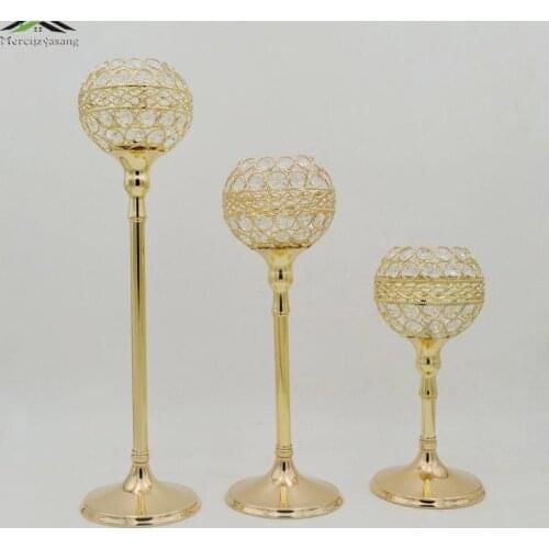 10PCS/LOT Metal Gold Candle Holders With Crystal Retro Nice Stand Pillar Candlestick For Wedding Deco Portavelas Candelabra 0201