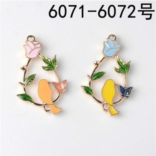 10pcs Fashion creative branch bird drop oil alloy accessories pendant pendant diy jewelry