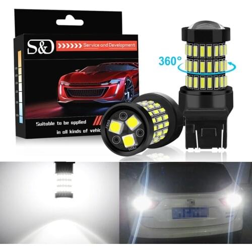 2pcs T20 7443 SRCK LED Bulbs 57SMD 4014 Chips Car Reverse Tail Stop Turn Signal Lights White Red Amber Auto Lamp DC 12V 24V