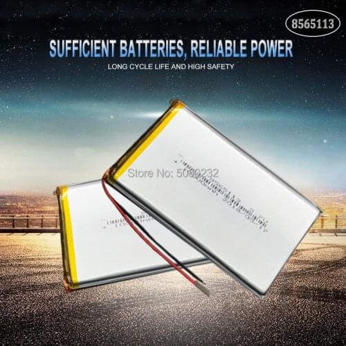 2pc 10000mAh 3.7V 8565113 Lithium Li-polymer Rechargeable Battery Li-ion Li Po cells For Tablet DVD GPS Medical Device