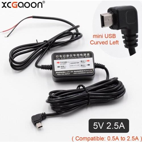 XCGaoon 10 Piece Car DC Converter Module Input 12V 24V Ouput 5V 2.5A With Mini USB Cable ( Curved Left ) Low Voltage Protection