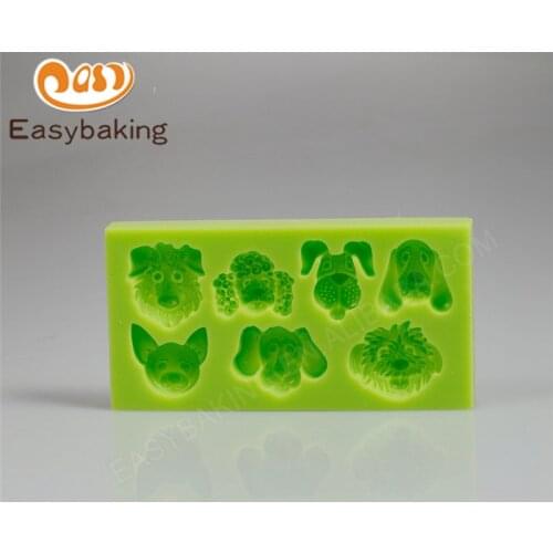 Hot Sale Items 7 Cavity Assorted Dog Heads Silicone Molds for Royal Icing Buttercream and Sugarpaste