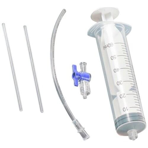 Bicycle Tubeless Tire Liquid Injection Tool Bike Tire Tubeless Sealant Injector 60ml Syringe Rubber Hose Kit MTB Bicycle