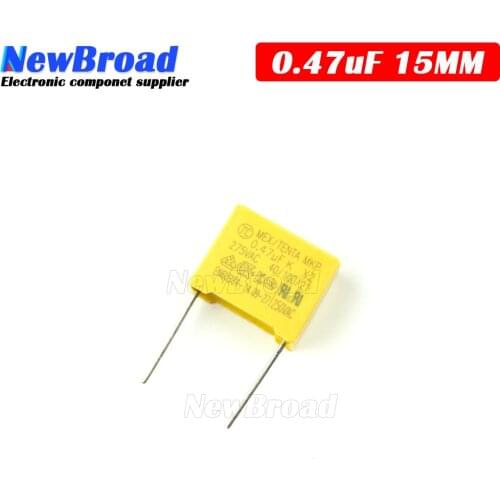10PCS 470nF capacitor X2 capacitor 275VAC Pitch 15mm X2 Polypropylene film capacitor 0.47uF