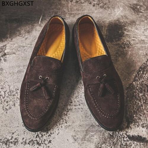 Brown Leather Shoes Men Formal Brogues Mens Loafers Shoes Luxury Brand Weddings Shoes for Men 2021 Tassel Chaussure Homme Sapato
