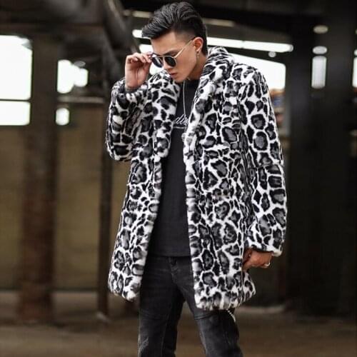 Leopard faux mink fur leather jacket mens warm fur leather coat men loose jackets winter autumn thicken jaqueta de couro fashion