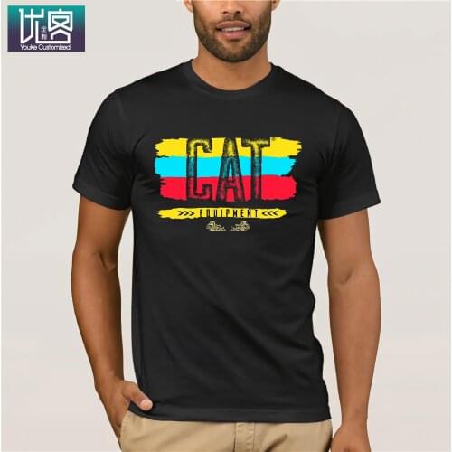 Fashion Caterpillar Logo Graphic Short Sleeve Black Funny T-Shirts Brand Cotton Summer Style Cool T-Shirts Vintage Crew Neck