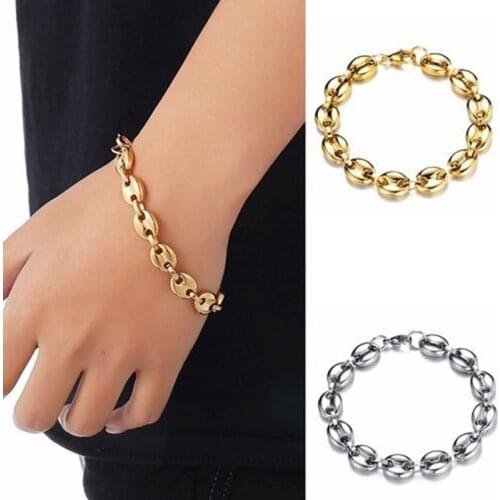 Fashion stainless steel jewelry for women High Quality Button Chain Bracelet Stainless Steel Hip Hop Mans Bracelet
