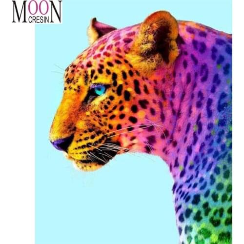 MOONCRESIN 5D DIY Diamond Painting Colored Animal Picture Full Square/Round Embroidered Cross Stitch Gift Home Decor Rhinestones