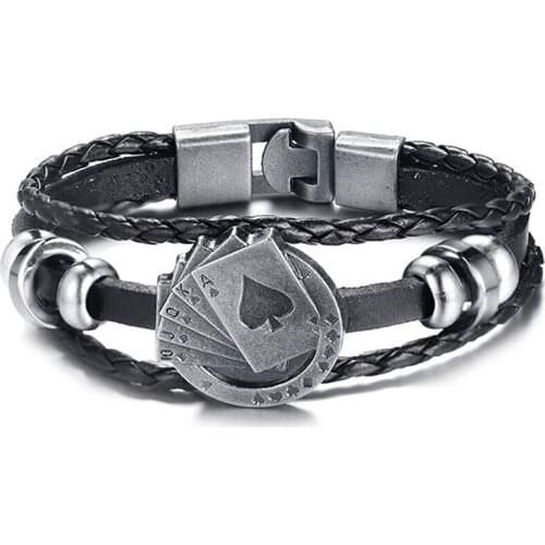 Punk Style Mens Woven Leather Bracelet Release Buckle Bracelet Jewelry