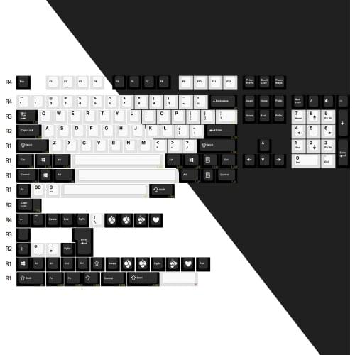 EnjoyPBT ABS Doubleshot Black & White Cherry MX Keycaps Set For Mechanical Keyboard