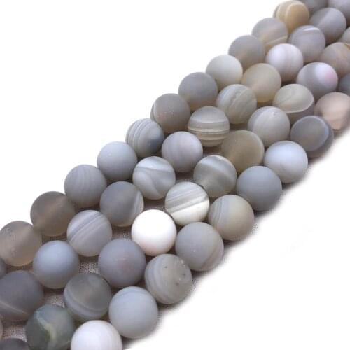 Natural Semi-precious Stone Matte Grey Striped Agates Round Loose Beads 4 6 8 10 12 MM Fit Diy Spacer Beads for Jewelry Making