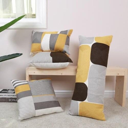 Home Decor Yellow Pink Cushion Cover Geometric 45x45cm/30x50cm Abstract Embroidery Pillow Cover Soft Cozy For Living Room