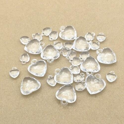 New Arrival! Clear Acrylic Faceted Heart Shape Charm Beads for Handmade Necklace/Earring DIY Parts,Jewelry Accessories Findings
