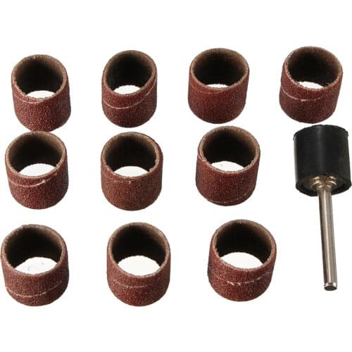 10pcs 1/2 Inch Sanding Drum 60 Grit Sleeves Polishing Bands with 3mm Shank Sanding Drum Mandrel