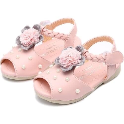 Flower Sandals Baby Shoes Summer PU Flower Baby Girls Fashion Skidproof Baby Sandals Sandy Beach Comfort Girls Shoes