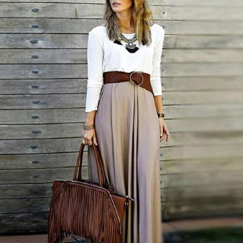 Sexy Lady Backless Long Party Dress Spring Summer Casual O Neck Long Sleeve Maxi Dress Elegant Patchwork Women Loose Beach Dress