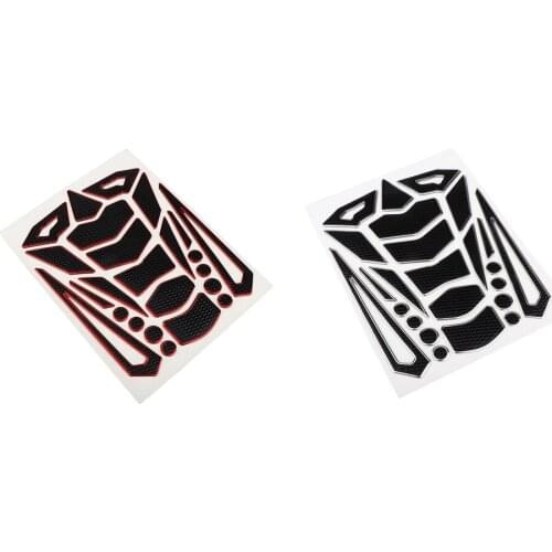 Silver+Red, Non-Slip Waterproof Universal Motorcycle ATV Oil Gas Tank Protector Pad Decal Stickers Knee Pads