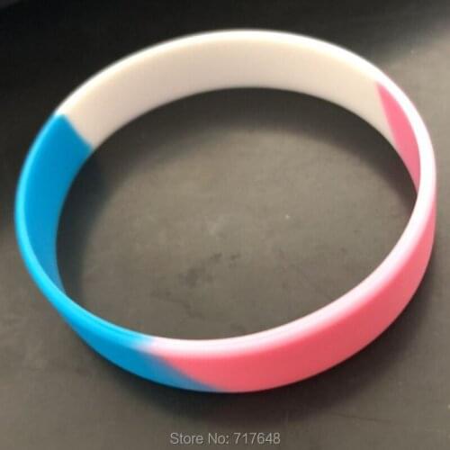 1pc Blank Transgender Pride wristband silicone bracelets free shipping A