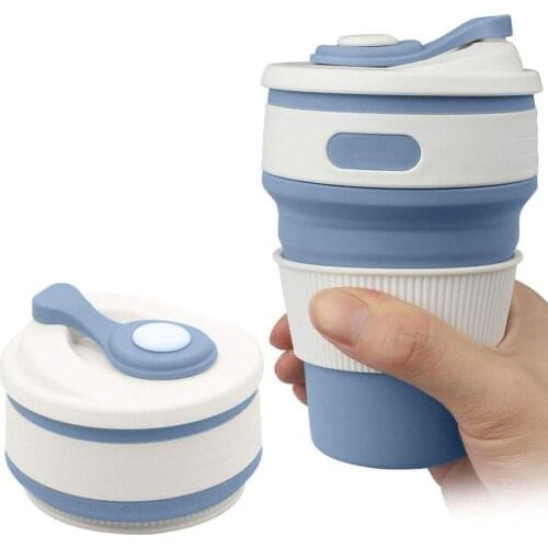 350ml Folding Silicone Cup Portable Silicone Telescopic Drinking Collapsible Coffee Cup Mugs Silica Cup Lids Travel