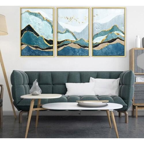 Modern Abstract Picture Canvas Painting On Loft Luxurious Golden Posters and Prints Fashion Home Room Decor Wall Art Prints