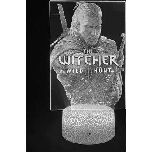 Wizard 3 Wild Hunt Game Figure Geralt 3D LED Picture Lava Lamp Battery Touch USB Night Lights RGB Bed Room Table Desk Decoration