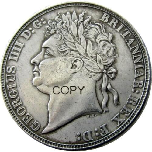 UF(05)GREAT BRITAIN 1821 George IV one Crown Silver Plated Letter Edge Copy coin