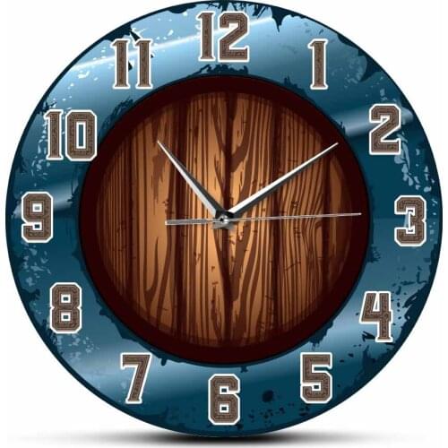 Viking Barbarian Shield Silent Quartz Wall Clock Norse Style Round Shield Home Décor Clock Medieval Wildman Berserker Wall Watch