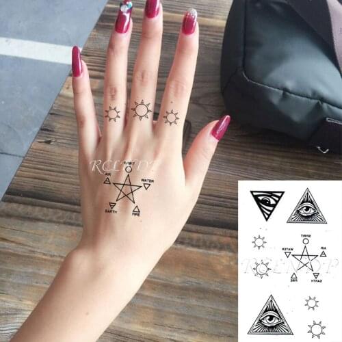Waterproof Temporary Tattoo Sticker Triangle Eyes Sun Star Totem Element Fake Tatto Flash Tatoo for Kids Men Women