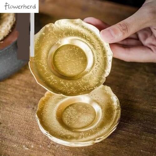 Japanese Copper Hammer Pattern Coaster Teaware Handmade Tea Cup Holder Heat Insulation Pad Tea Ceremony Kung Fu Tea Set Costers