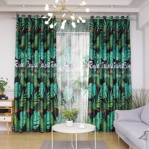 Nordic Fresh Plant Full Blackout Curtain Fabric Curtains for Living Dining Room Childrens Room