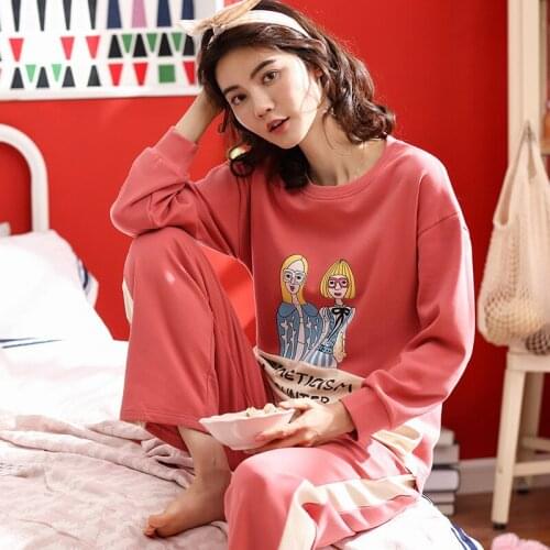 Women 2019 spring and summer women pajamas women autumn new two piece long sleeve trousers Korean women pajama sets pajamas