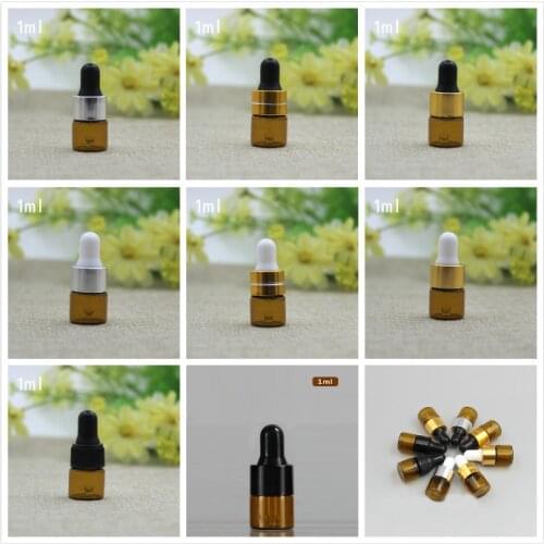 1ML brown glass bottle Glass Amber Cosmetic Perfume Dropper Pipette Bottle, Empty Essential Oil Serum Refillable Brown Vials