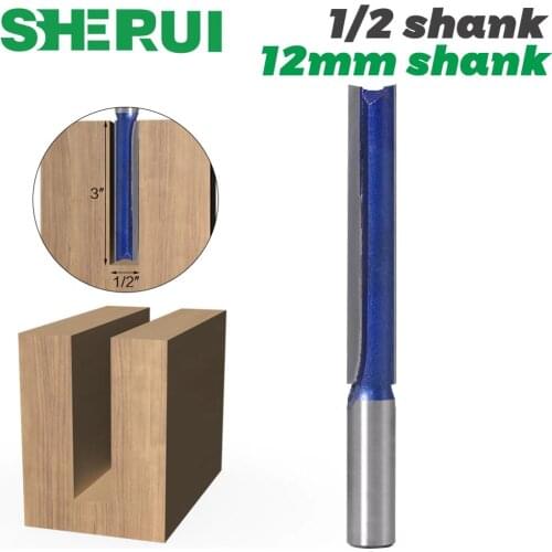 1 pc 1/2" ,12MM SHANK Extra long 3" Blade 1/2" Cutting Dia. Straight Router Bit Woodworking cutter Tenon Cutter for Woodworking