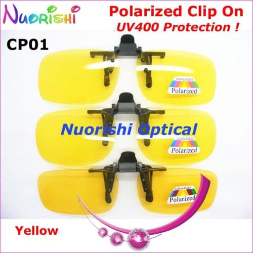 20pcs CP01 Night Polarized Clip On Sunglasses TAC Lens with UV400 Clip On Lens Yellow Polarized Glasses Free Shipping