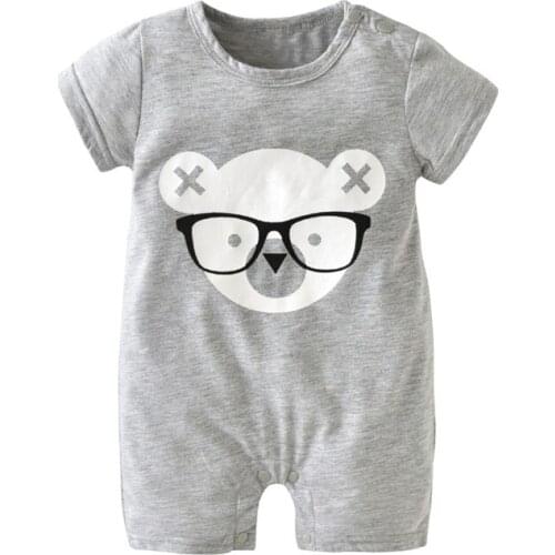 2017 fashion Infant clothing baby romper gray short sleeve cartoon bear one piece suit Jumpsuit newborn baby boy girl clothes