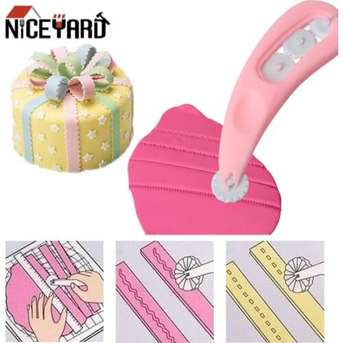 4 Wheels Sugar craft Paste Embosser Fondant Embosser Cutter Cake Decoration Mold Icing Stitching Cutter Knife Pastry Tools