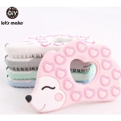 Lets Make 5pc New Silicone Hedgehog Shape Pendants BPA Free Teething Cartoon Animals Porcupine Food Grade Teethers Patent Owner