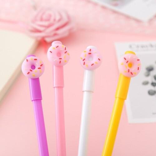 50PCS Korea Cute Doughnut Gel Pen Creative Students Writing Tools Office Pen Black 0.5mm Cute Stationary Supplies