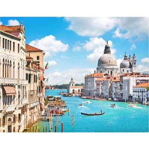 5D Diy Diamond Painting Venice water scenery Diamond Mosaic Cross stitch Full Square round Rhinestone Home Decor PictureZP-2597