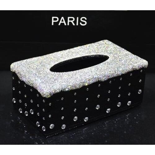 Bling Bling Champagne White Rhinestone Crystal Tissue Box Cover Case Shiny Napkin Holder for Car and Home Interior Accessories