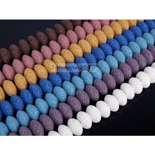 Colorful Volcanic Lava Gems Stone Rondelle Spacer Loose Beads 16" 8x12mm 9x15mm for Jewelry Making Crafts 5 Strands/Pack