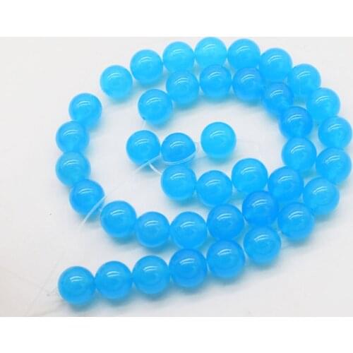 Loose beads sea blue round 4/6/8/10/12/14mm 15" for DIY jewelry making FPPJ wholesale beads nature gem stone