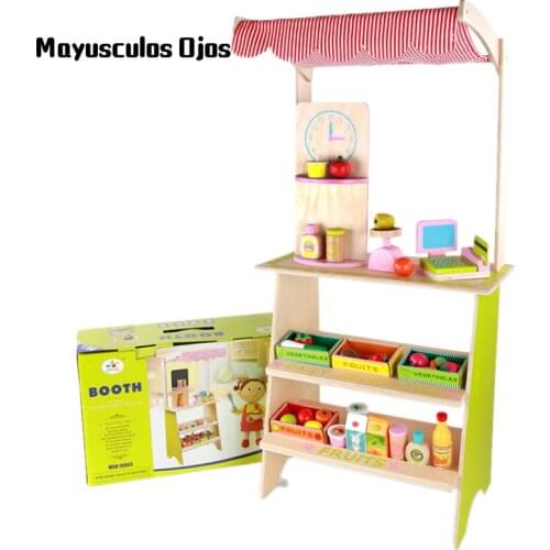 Wooden Simulation DIY Portable Childrens Play House Shop Set Play House Educational Toys
