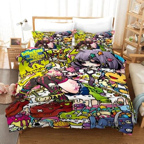 Make Strange Girl Bedroom with Bedding Double Bed with Soft Bedspread Comfortable Duvet High Quality Quilt Cover and Pillowcase