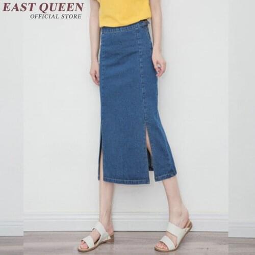 Jean skirt long denim long skirts for women autumn fashion side split skirts womens 2018 KK1667 H