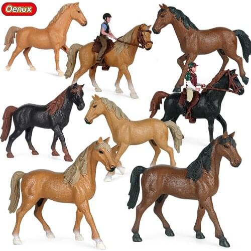 Oenux Big Size Forest Wild Steed Farm Animal Horse Model Action Figures Hollow Plastic Home Decoration Figurines Toy Kid Gift