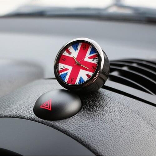 Car Interior Union Jack Air Outlet Clock Decoration for Mini Cooper Decoration Electronic Meter Clock Car Sticker Watch cool
