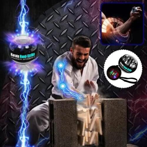 Karate Hand-Strike Trainer Spinball Self-starting LED Gyroscope Ball Hand Grip Ball Wrist Power Strengthen Stress Relief Fitness